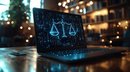 Digital Justice on Laptop