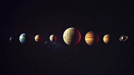 Poster - A vibrant digital artwork of a planetary system, highlighting planets of various sizes and colors.