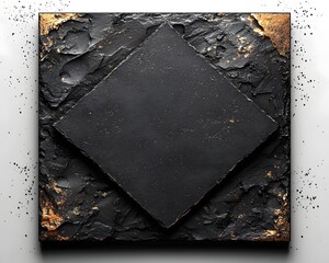 Poster - Minimal Black Slate Blank Sign with Soft Copper Details on White Background