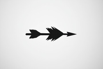 Poster - Black arrow illustration on a plain background with a sharp design and stylized feathers