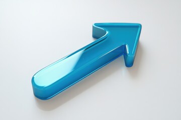 Poster - Bright blue arrow shape on a light surface highlighting direction and movement for design and presentation purposes