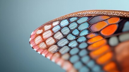 Poster - Close-Up Macro Photograph of Colorful Butterfly Wing Detail Showcasing Intricate Patterns and Textures