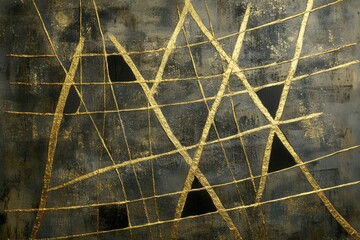 Poster - Abstract artwork featuring gold lines on dark background showcasing modern artistic expression