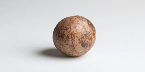 Poster - A simple wooden egg placed on a white background, ideal for use in designs about simplicity, nature, or minimalism