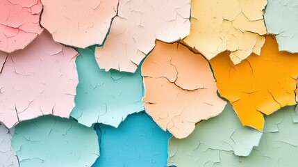 Poster - Close-Up of Vibrant Peeling Paint on Wall Revealing Colorful Layers and Textures in Artistic Abstract Composition