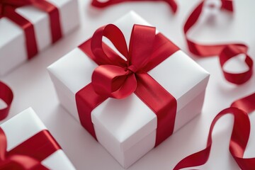 Poster - A white box wrapped with a red ribbon