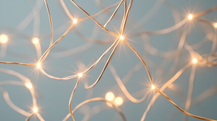 Poster - Chaotic Yet Mesmerizing Pattern of Tangled Wires Illuminated by Soft Glowing Lights