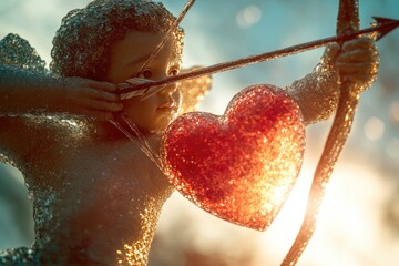 Aufkleber - Close-up shot of a statue depicting a person holding a heart, great for Valentine's Day or romantic gestures