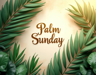 Palm Sunday celebration design with lush greenery for holiday posters or cards