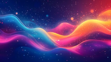 Aufkleber - Breathtaking abstract landscape featuring a vibrant otherworldly scene of flowing ethereal waves and shimmering