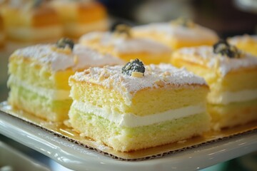 Poster - A close-up view of a plate filled with delicious cakes