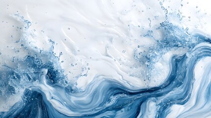 Fototapete - Captivating abstract digital artwork featuring fluid dynamic motions and splashes of vibrant blue tones and textures  Mesmerizing ethereal and visually striking backdrop or wallpaper