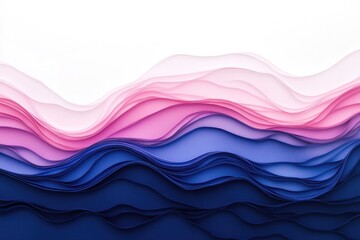 Poster - a colorful wave made of pink and blue paper on a white background, great for creative projects or de