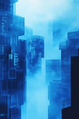 Poster - A towering skyscraper in the clouds, ideal for use in illustrations about cityscapes, architecture, or futuristic concepts
