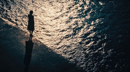 Aufkleber - Person surfing on calm waters with scenic coastline