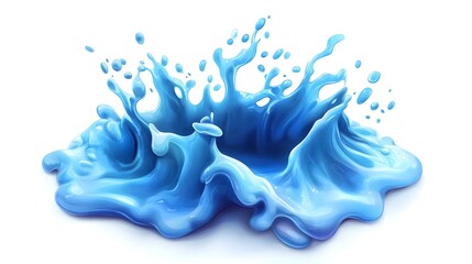 Leinwandbilder - Captivating abstract image showcasing a vibrant blue liquid splash with dynamic energetic motion and flowing patterns  The image features a visually striking display of swirling