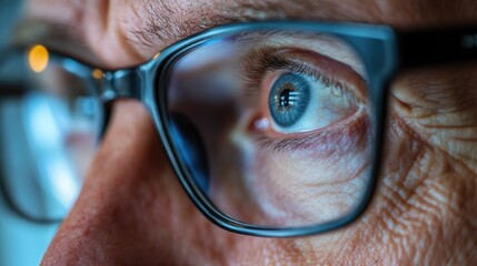Poster - A close-up shot of a person wearing glasses