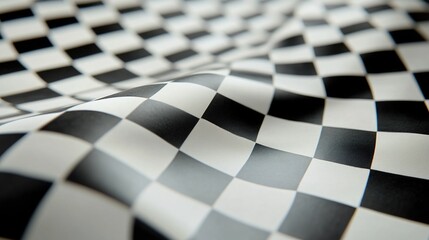 Aufkleber - A close-up shot of a black and white checkered fabric with a textured pattern
