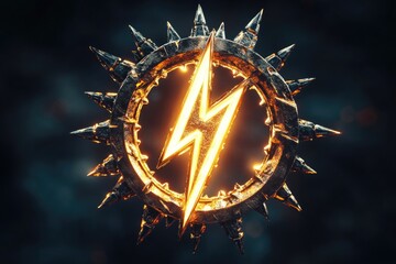Aufkleber - A lightning bolt struck in the center of a ring of fire, symbolizing power and energy