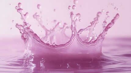 Aufkleber - Captivating pink water splash against a clean minimalist background showcasing the elegant fluidity and symmetry of the liquid in motion  This dynamic abstract image evokes a sense of tranquility