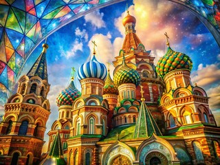 Wall Mural - Double Exposure:  Church Interior, Vibrant Colors, Architectural Details,  Saint Petersburg, Russia