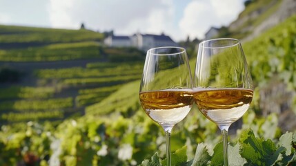 Aufkleber - Two wine glasses sitting on a table