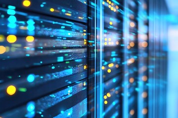 Poster - Row of servers in a modern data center
