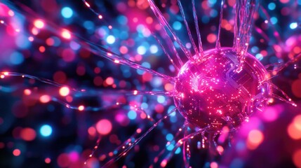 Poster - A purple ball surrounded by colorful lights