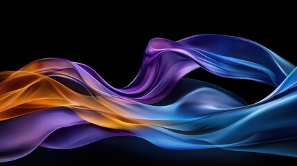 Poster - a colorful, flowing piece of fabric with a blue and orange stripe