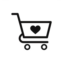 Poster - Shopping cart icon with heart representing love for shopping and buying products online