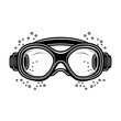 © ArtPixel-Portfolio - Black and white drawing of swimming goggles creating bubbles underwater