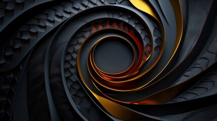 Poster - A spiral with a black background and gold accents