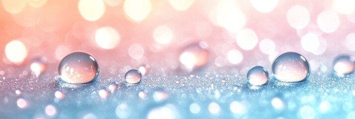 Wall Mural - An abstract background featuring soft colors with blurred water droplets on a surface, creating a gentle and dreamy atmosphere