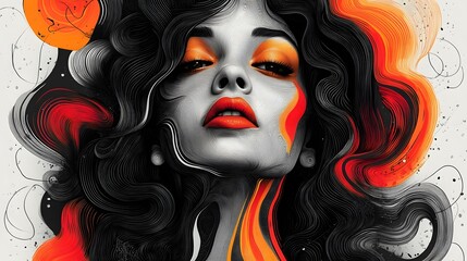 Poster - Dramatic Surreal Beauty Portrait of Mysterious Female Character
