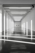 © Outkast - Long modern hallway with lighting and art. Interior for design and architecture
