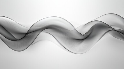 Poster - Abstract grey waves flowing on white background, design element