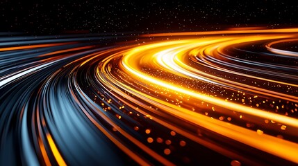 Poster - Abstract light trails curve, cosmic background, speed, motion, technology