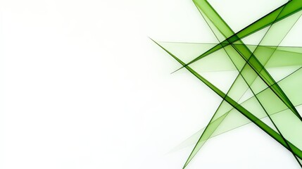 Poster - Abstract Green Geometric Shapes with Transparent Layers on White Background