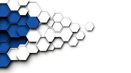 Poster - Abstract Hexagonal Pattern with Blue and White Color Scheme