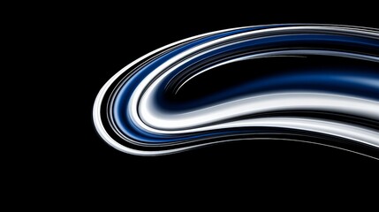 Poster - Elegant Abstract Flow in Blue and White on Black Background