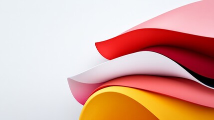 Poster - Colorful Waves of Paper in Vibrant Red, Yellow, and Pink Tones