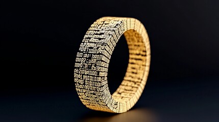 Poster - Golden Bracelet with Numeric Patterns on Dark Background