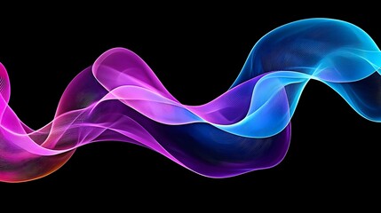 Fototapete - Abstract Neon Wave Flowing Purple Pink Blue Glowing Light Energy Motion Swirling Fluid Design