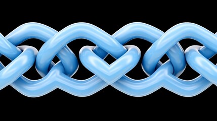Poster - Blue Chain Link Design with Intertwined Shapes on Black Background