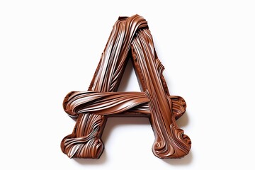 Aufkleber - Letter A designed with flowing cocoa texture isolated on white background