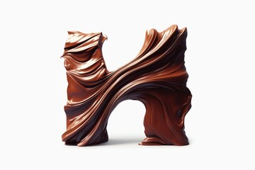 Aufkleber - Letter H designed with flowing cocoa texture isolated on white background