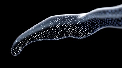 Poster - Abstract fluid shape with glowing dots on a dark background