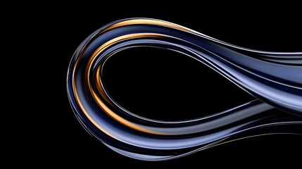 Poster - Abstract Fluid Curve Design with Glossy Black Background