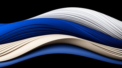 Poster - Elegant Flowing Waves in White and Blue Smooth Gradient Design