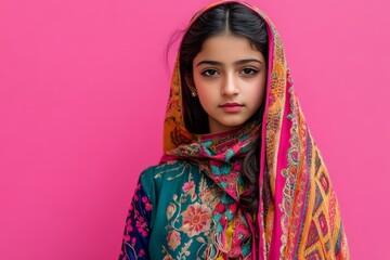 Wall Mural - Vibrant Portrait of a Young Girl